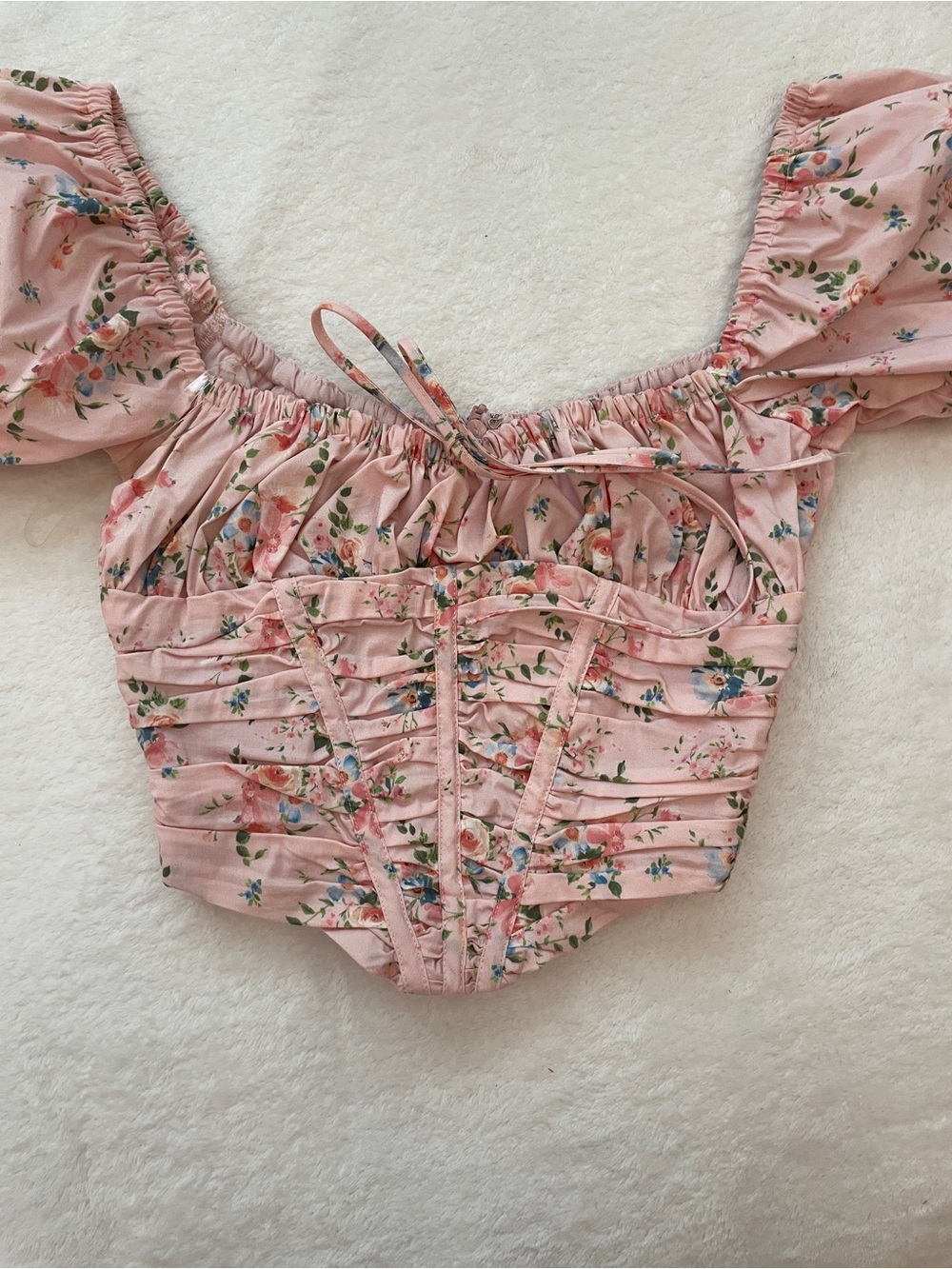 House of CB Pink Floral Ruched Corset Top